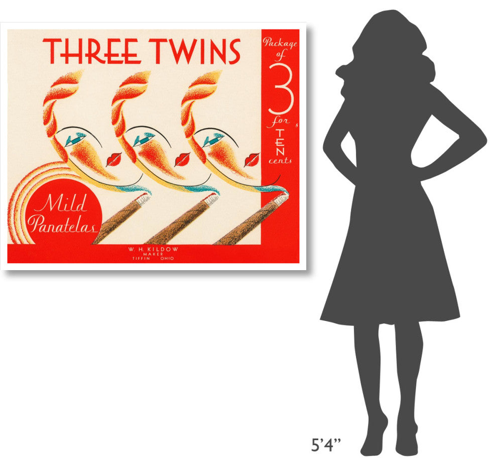 "Three Twins Mild Panatelas" Digital Paper Print by Retrolabel, 46"x37"