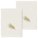 Linum Home Turkish Cotton Pierre 2-Piece Embellished Washcloth Set, Cream