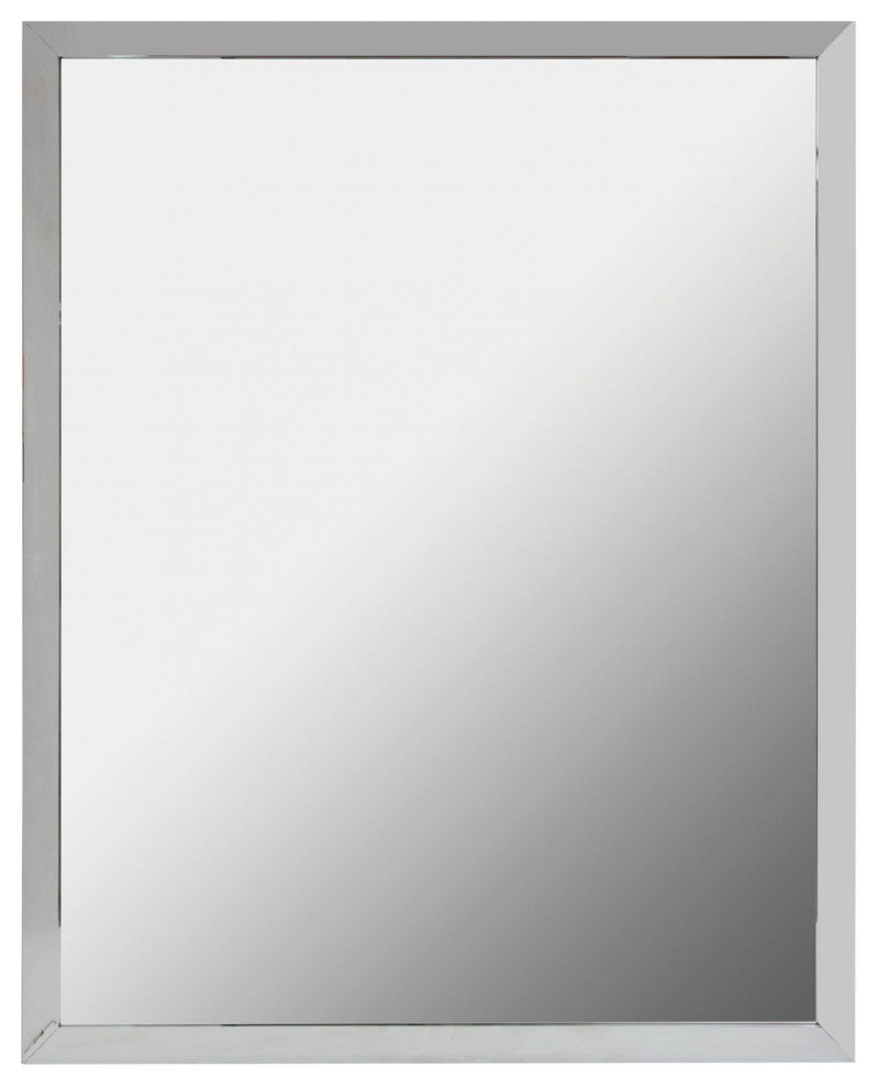 Rectangular Aluminum Framed Wall Mounted Bathroom Mirror, Chrome;, 24" X 30";