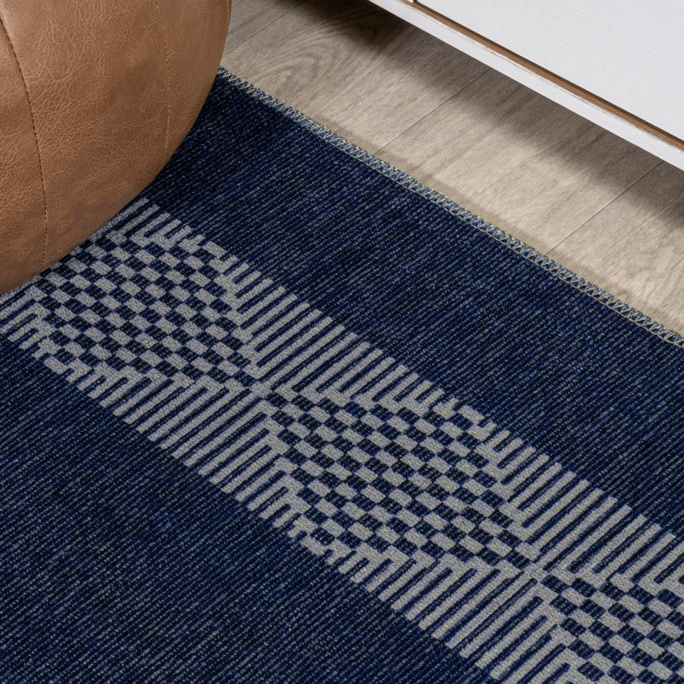 Nautisk Trellis Stripe Machine-Washable Area Rug, 3 X 5