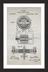 "Tesla Motor 1888 Old Paper" Framed Painting Print