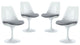 Modern Gray Tulip Dining Side Chair Fabric Set of 4