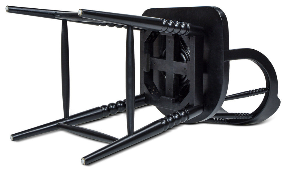 Breda 25.5" Turned Bubble Spindle Low-Back Wood Swivel Counter Stool, Black
