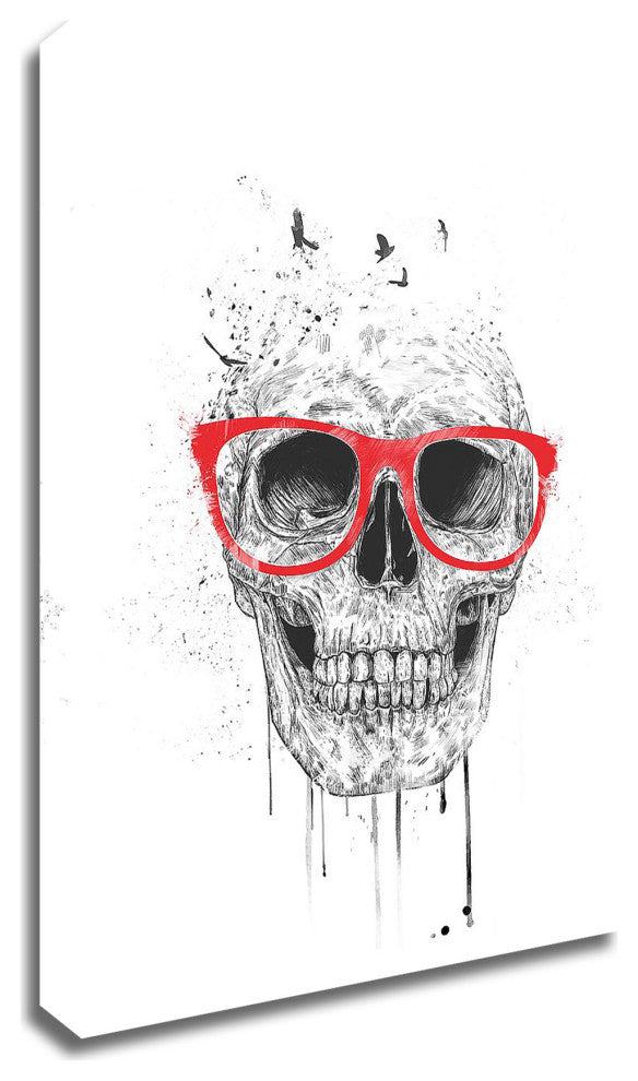 "Skull With Red Glasses" by Balazs Solti, Print on Canvas, 24"x36"