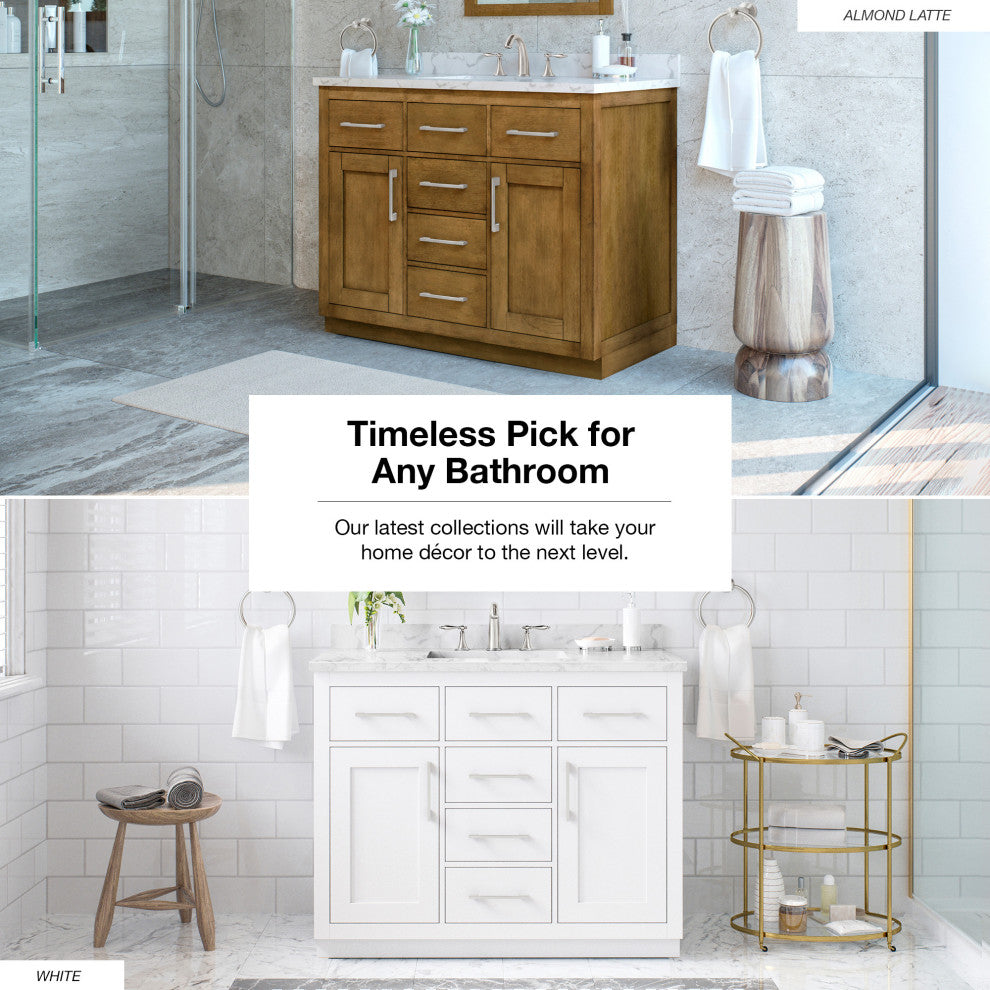 The Hudson Bathroom Vanity, White, 42", Single Sink, Freestanding