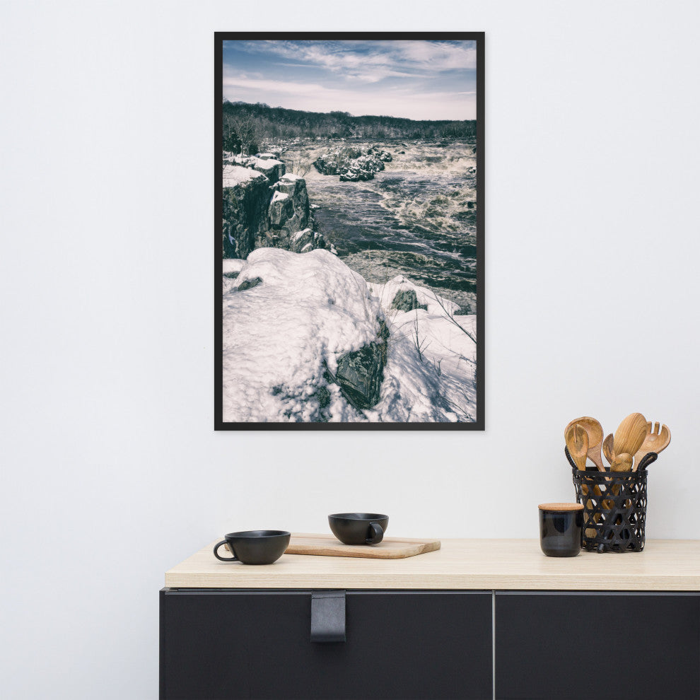 Great Falls Vintage Rural Landscape Framed Photo Paper Wall Art Prints, Black, 24" X 36"