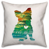 Colorful Silhouette Yorkie 18x18 Spun Poly Pillow