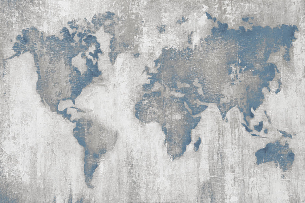 "Map Of The World" Art block Framed Canvas, 24"x18"