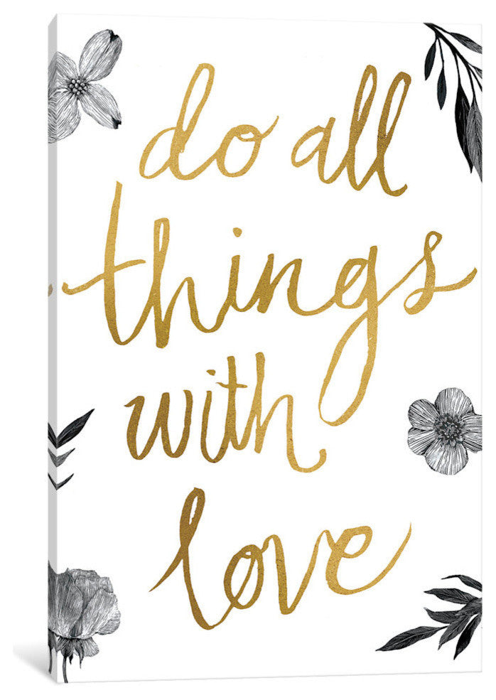 "Live Beautifully Do All Things with Love BW" by All That Glitters, 18x12x1.5