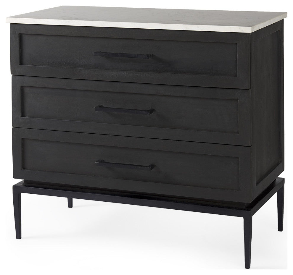 Updated Rustic Dark and Light Marble Top Dresser