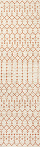 Ourika Moroccan Geometric Indoor/Outdoor Rug, Cream/Orange, 2x10
