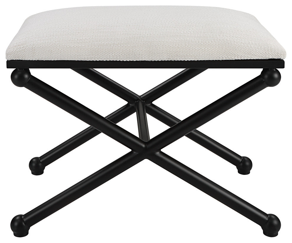 Uttermost Andrews 24 x 21" White Fabric Small Bench, Satin Black