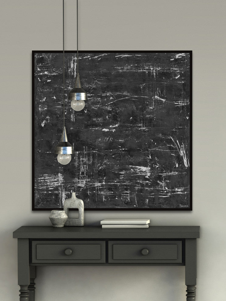 "Rapid Motion" Floater Framed Painting Print on Canvas, 20x20