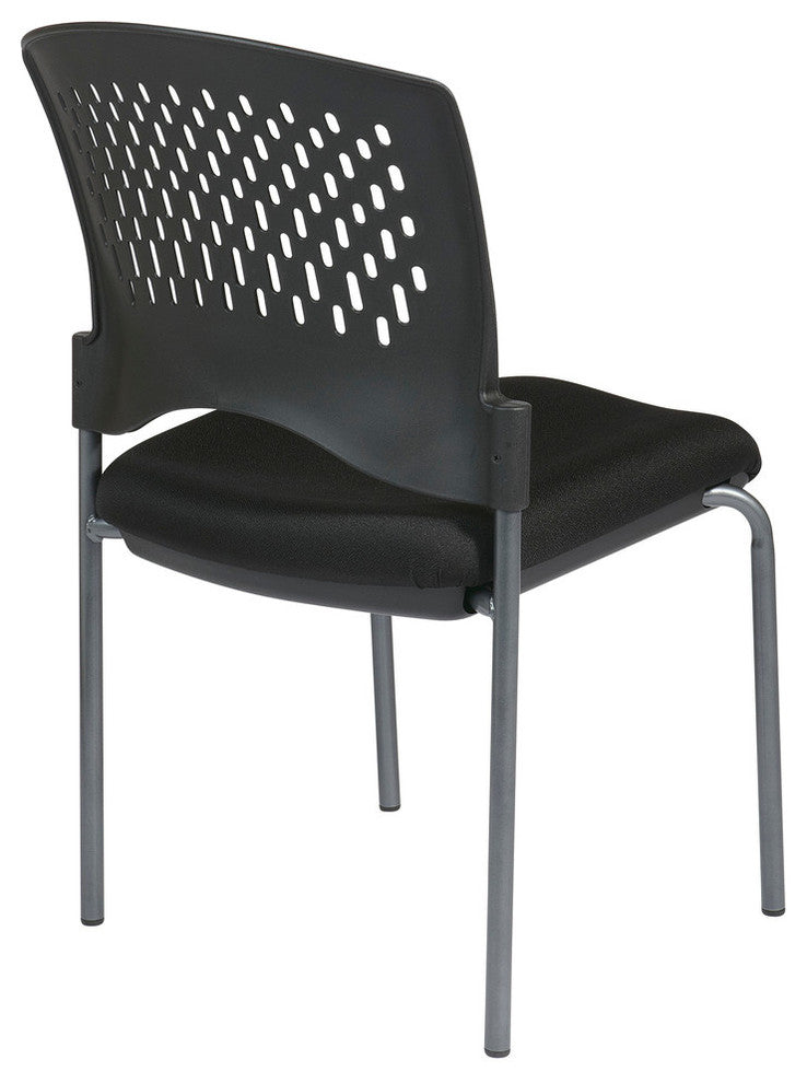 Titanium Armless Visitors Chair With Ventilated Plastic Wrap Around Back