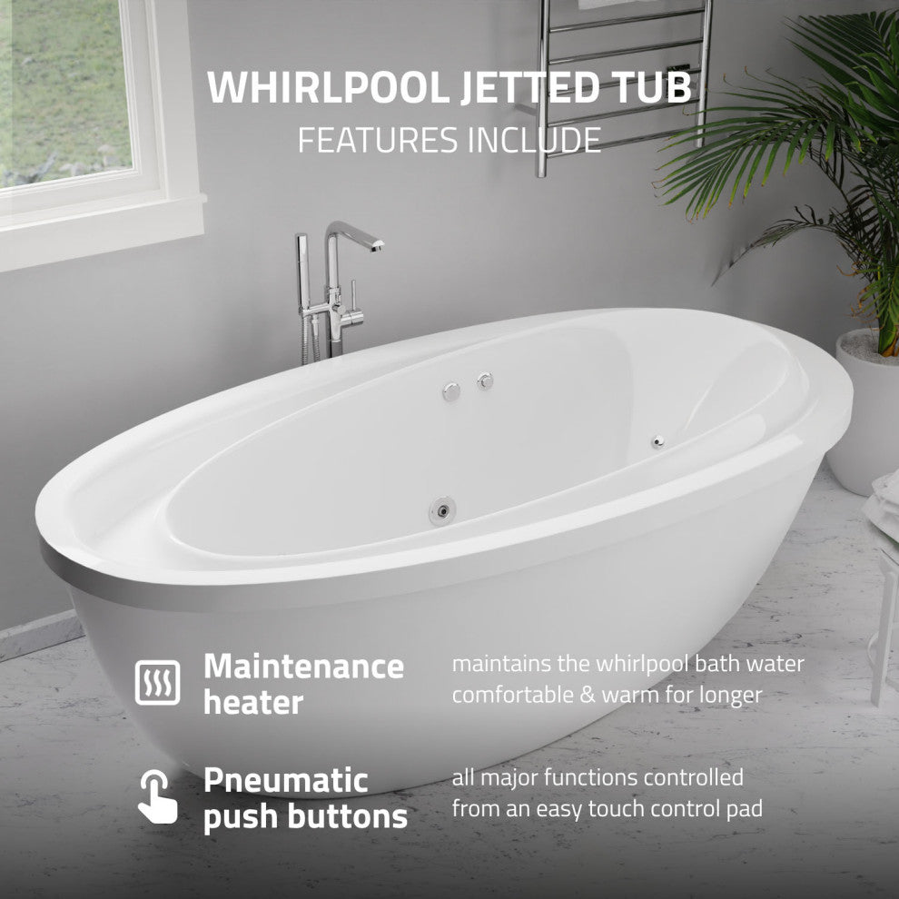 Leni 5.9 ft. Jetted Whirlpool Tub With Reversible Drain, White
