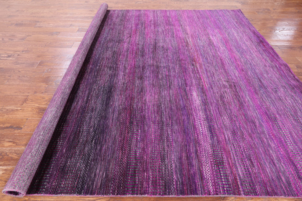 9' Square Super Savannah Gabbeh Wool and Silk Hand Knotted Rug Q6101