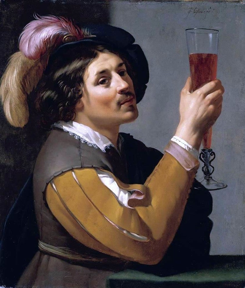 Jan Van Bijlert Young Man Drinking a Glass of Wine Gallery Wrapped Canvas Print