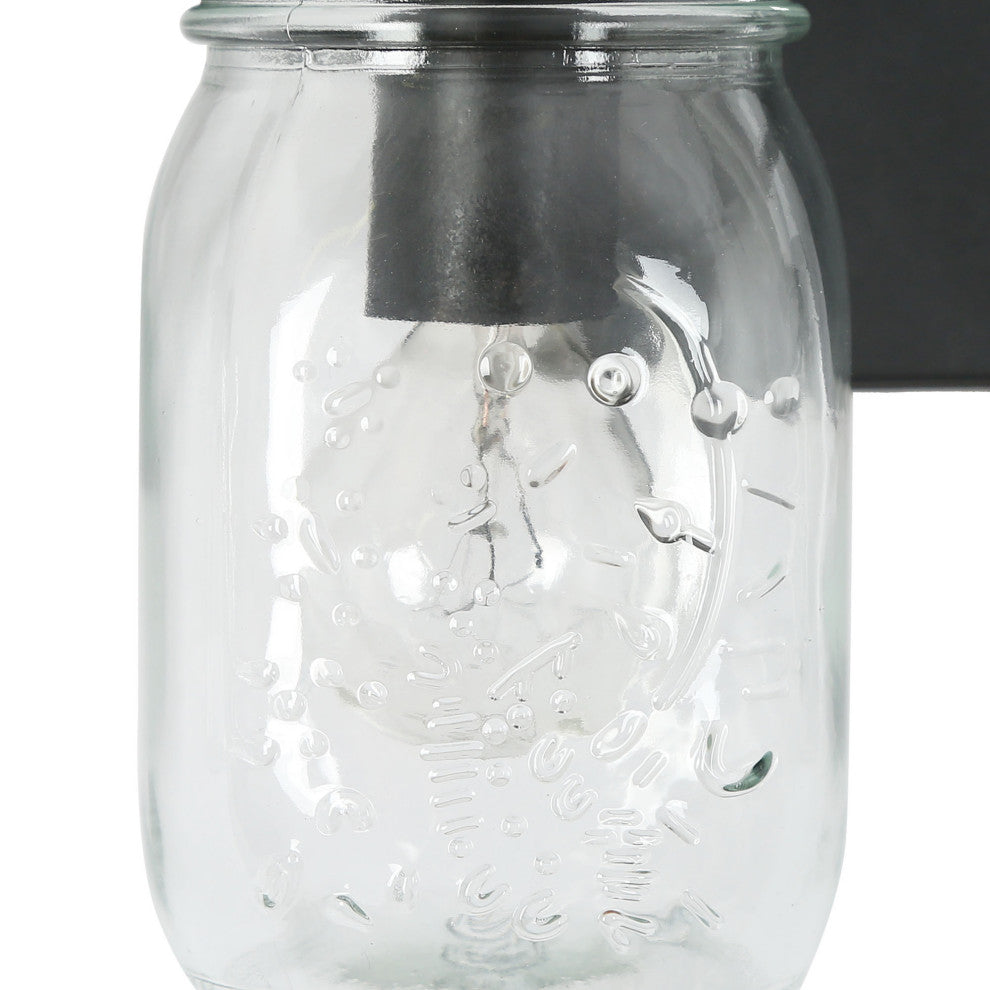 LNC Farmhouse  4-Light Black Bathroom Vanity Light With Mason Jar Glass