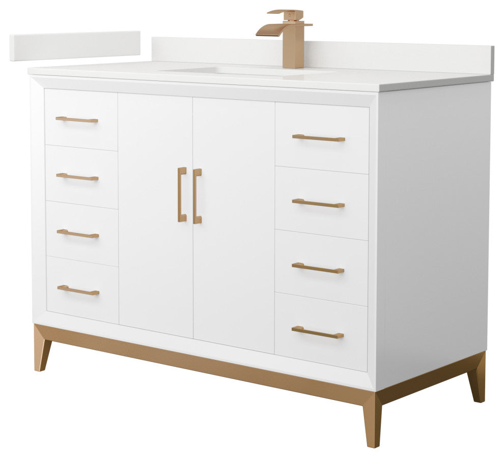 Amici 48" Single Vanity, Quartz Top, 1-Hole, Bronze Trim