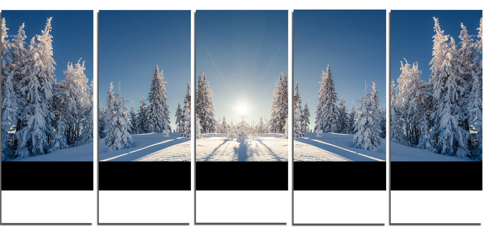 "Majestic White Winter Landscape" Landscape Print Wall Art, 5 Panels, 60"x28"