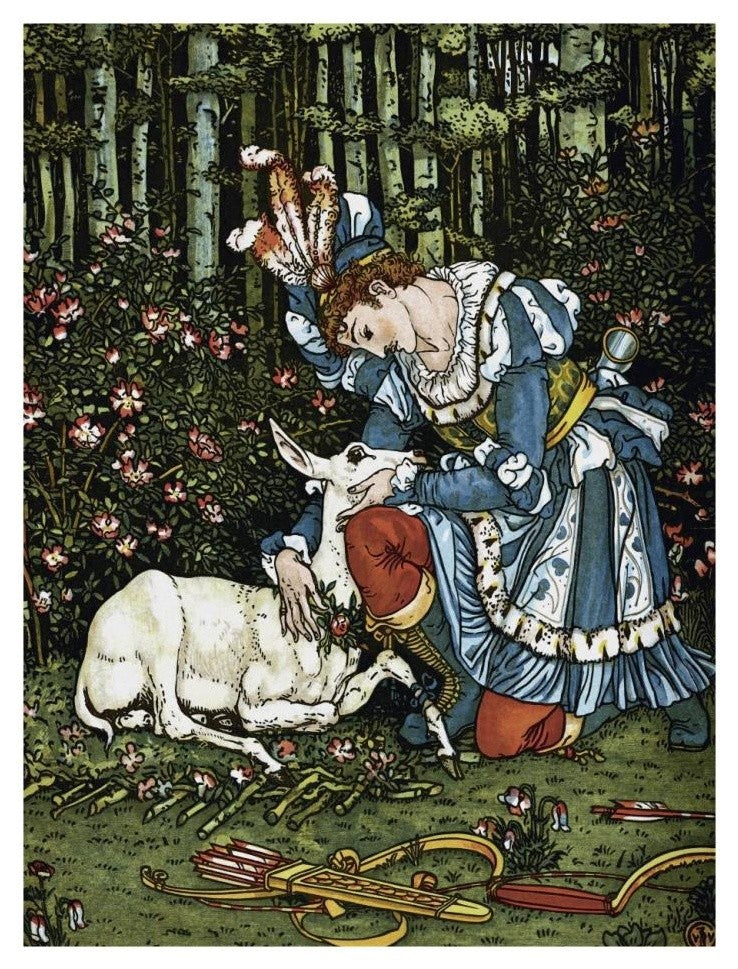 "Hind in the Wood - In the Forest" Digital Paper Print by Walter Crane, 20"x26"