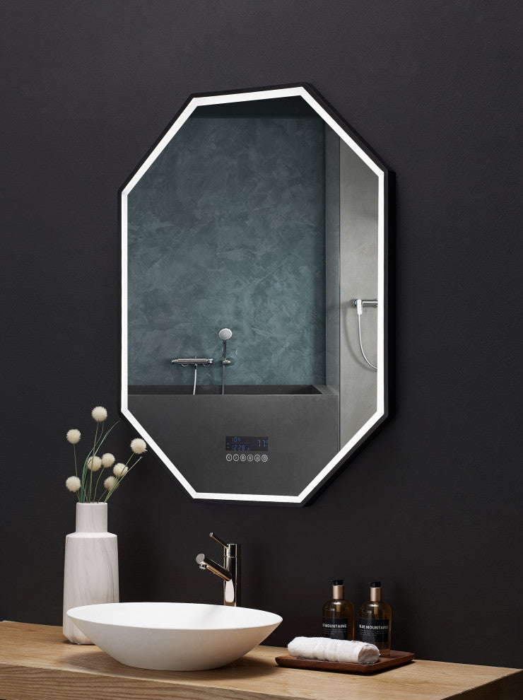 Otto LED Octagon Framed Mirror, 24"