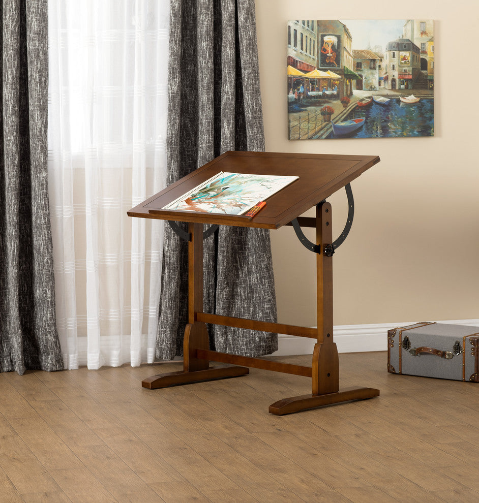 Vintage Drafting Table, Rustic Oak, Rustic Oak, 36"