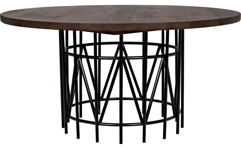 Silberman Walnut And Steel Dining Table