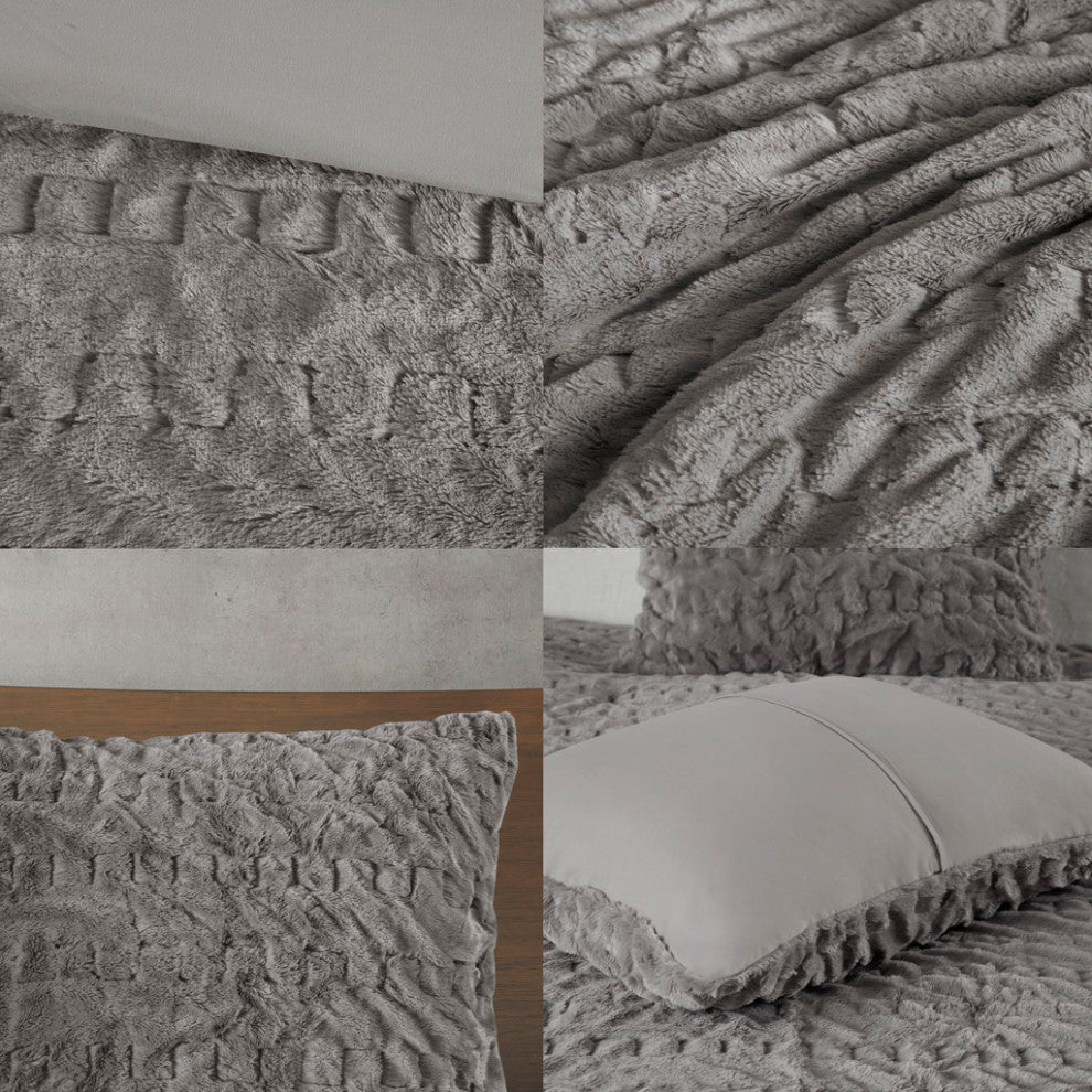 Madison Park Blair All Season Ruched Fur Down Alternative Comforter Set