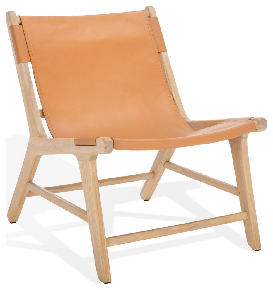 Safavieh Couture Alanarose Leather Accent Chair, Tan/Natural