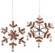 6.5" Chocolate Brown and Silver Crimped Jingle Bell Accented Snowflake Ornament