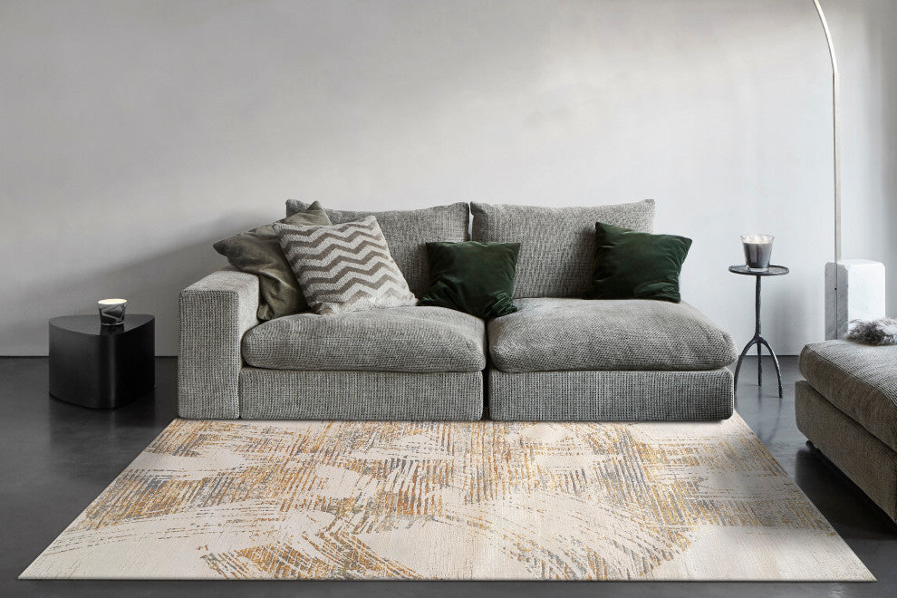 Dynamic Rugs Elixir Polyester Area Rug 5169-897 Taupe/Gray/Navy/Gold, 7.10x10.10