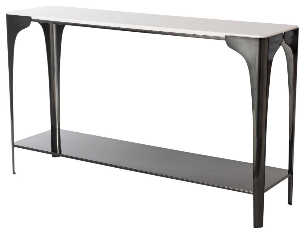 Cove Marble Top Console Table Ink Finish