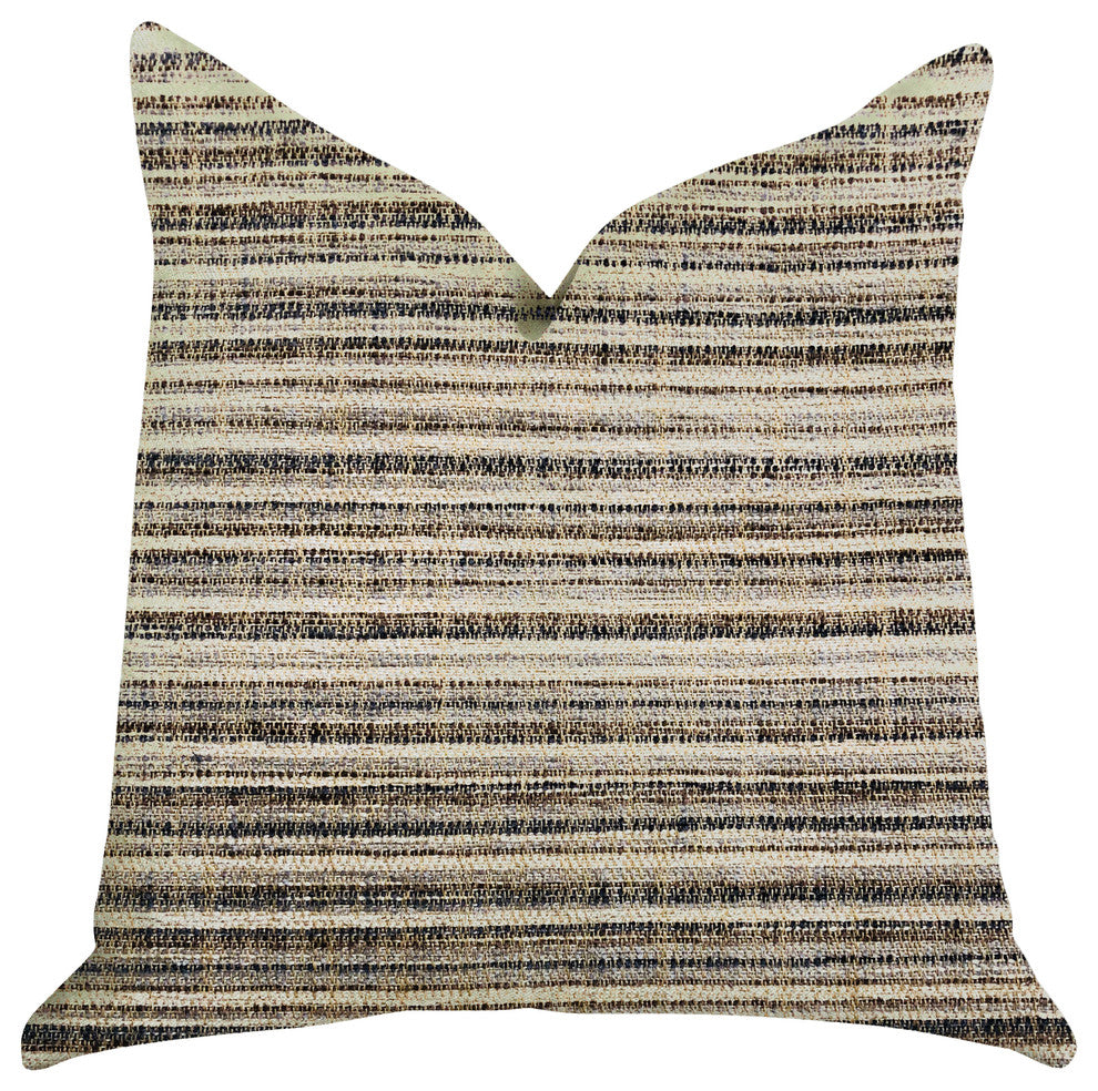 Skyway Lines Luxury Brown-Beige Multi Tones Throw Pillow, 24"x24"