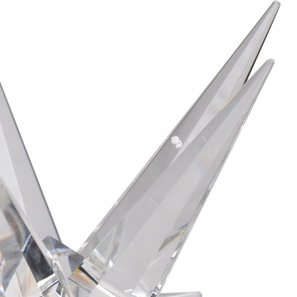 Benzara BM284971 10" Glass Star Decor for Tabletop, Elegant Clear Crystalline