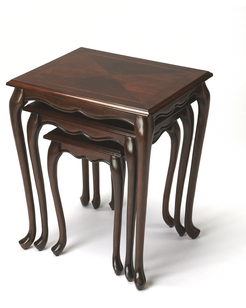 Thatcher Set of 3 Nesting Tables, Dark Brown