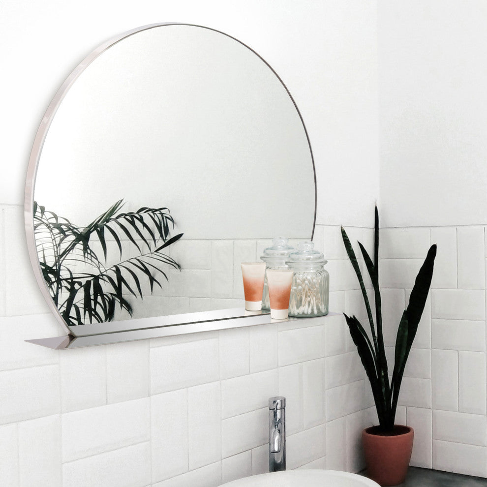 Howard Elliott Marion Round Mirror with Shelf