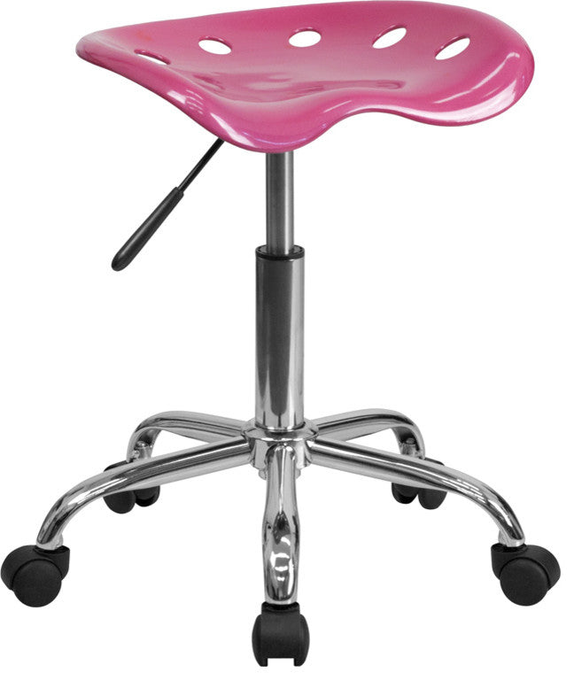 Beautiful Tractor Seat and Chrome Stool, Pink