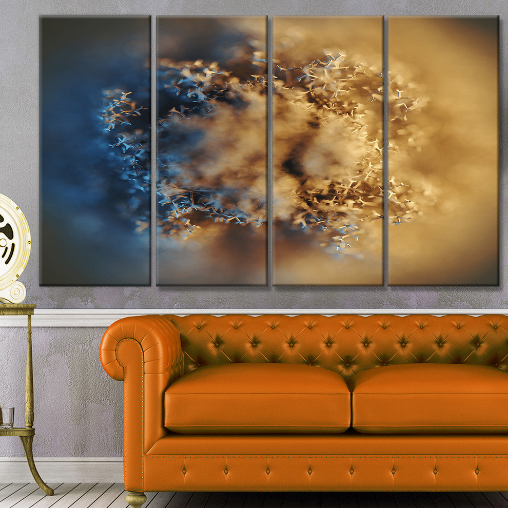 Large Macro Prickly Texture Brown, Abstract Canvas Wall Art, 48"x28", 4 Panels