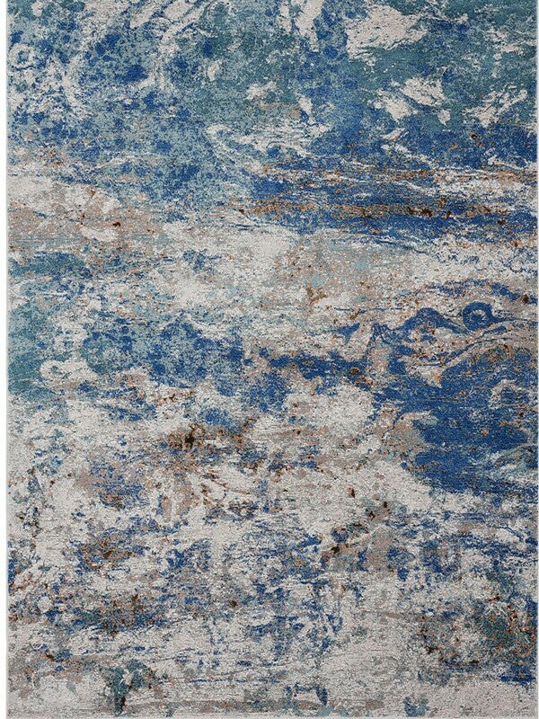 8" x 10" Blue and Gray Abstract Earth Area Rug
