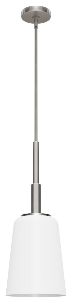 Nolita Brushed Nickel With Cased White Glass 1 Light Pendant Ceiling