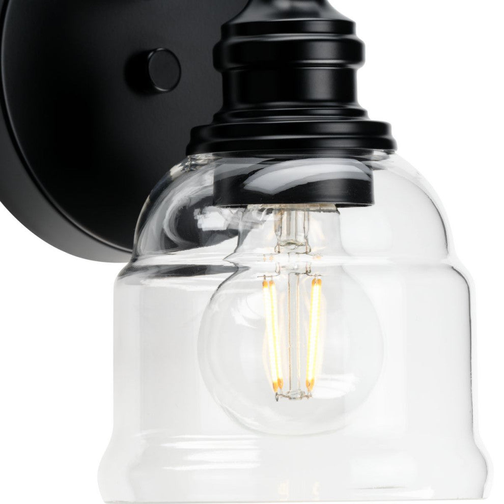 Ambrose Collection 5" 1-Light Matte Black Clear Glass Bath Vanity Light
