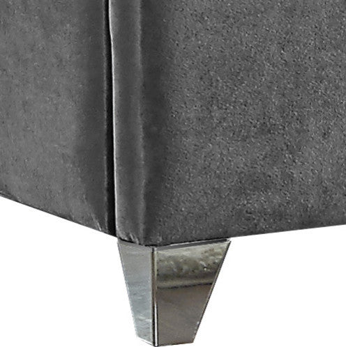 Zuma Velvet Upholstered Bed, Gray, King