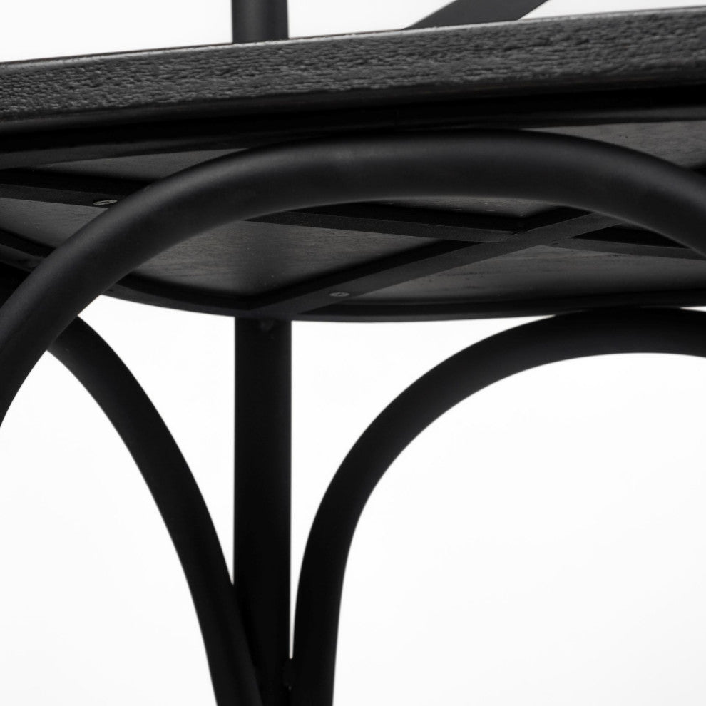 Etienne Black Solid Wood Seat With Black Iron Frame Dining Chair (Set of 2)