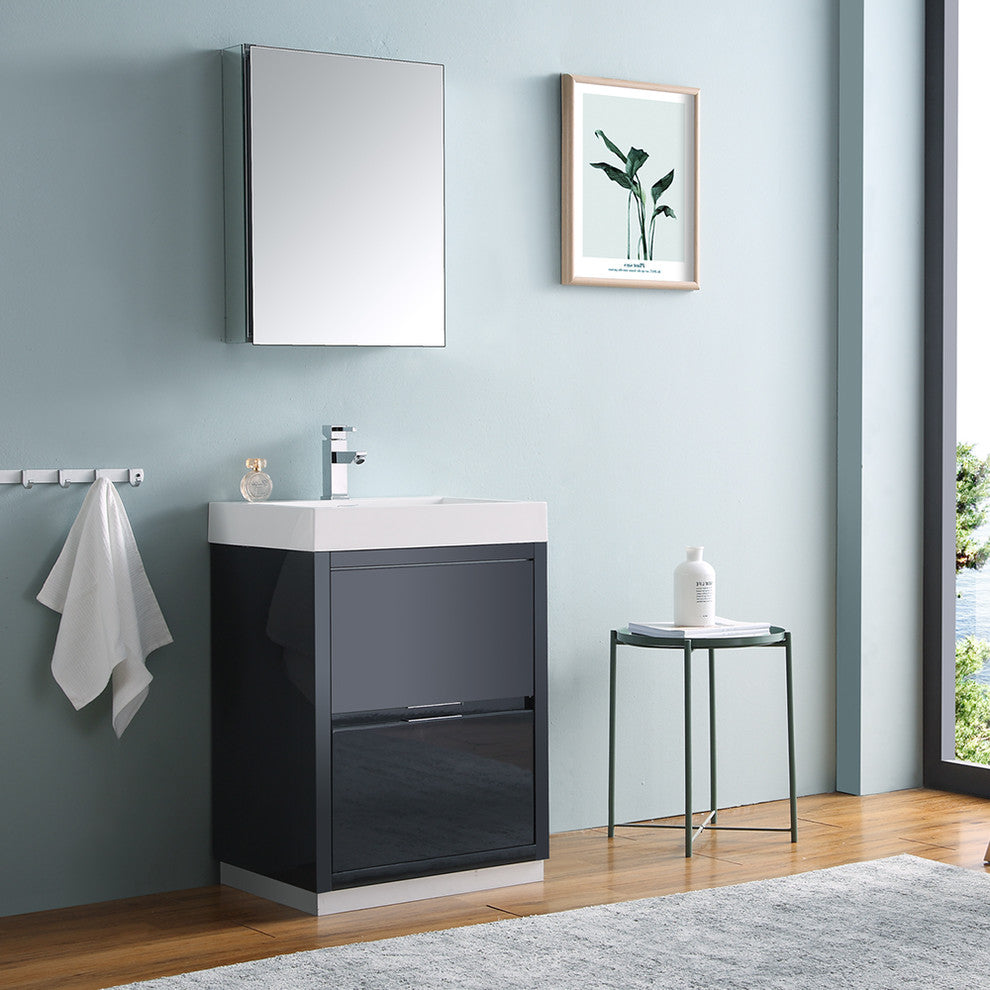 Valencia 24" Dark Slate Gray Free Standing Vanity Set, Cabinet, Faucet FFT9161CH