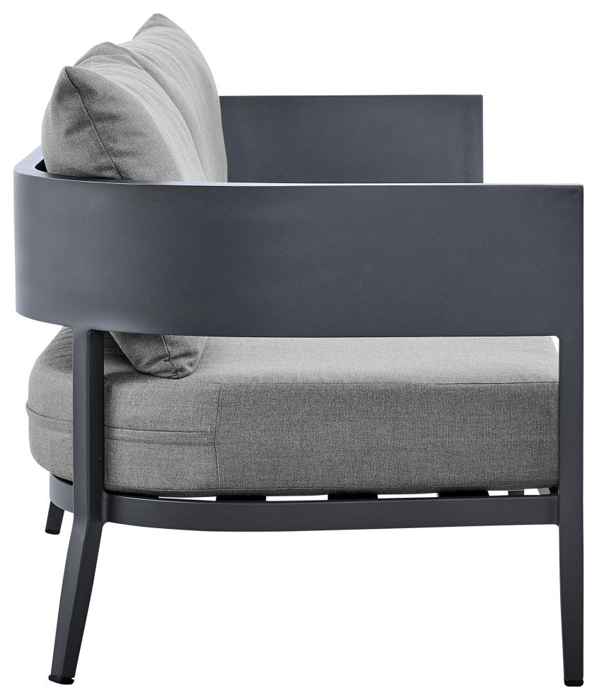 Argiope 4 Piece Outdoor Dark Gray Aluminum & Fabric Outdoor Conversation Set
