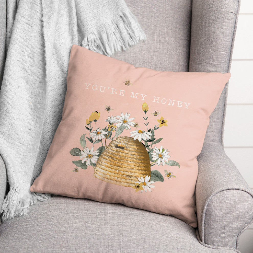 Honey Bee Hive 18x18 Indoor / Outdoor Pillow