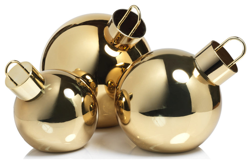 LED Oversized 7.75" Gold Glass Ball Ornament