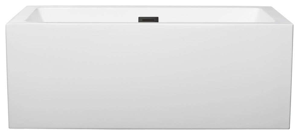 Melody 60" Freestanding White Bathtub, Matte Black Drain