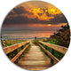 Long Wooden Stairs Into The Sea, Sea Bridge Disc Metal Artwork, 36"